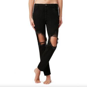 New Calzedonia Black Destroyed Girlfriend Denim Jeans